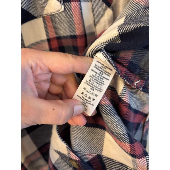Free People Maddox Patched Plaid Tunic Womens Oversized Varsity Shirt W/ Hood M - Picture 5 of 7